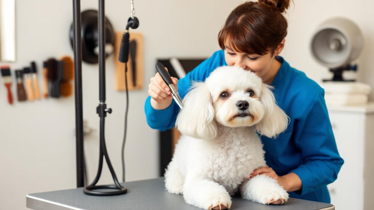 Professional pet grooming session