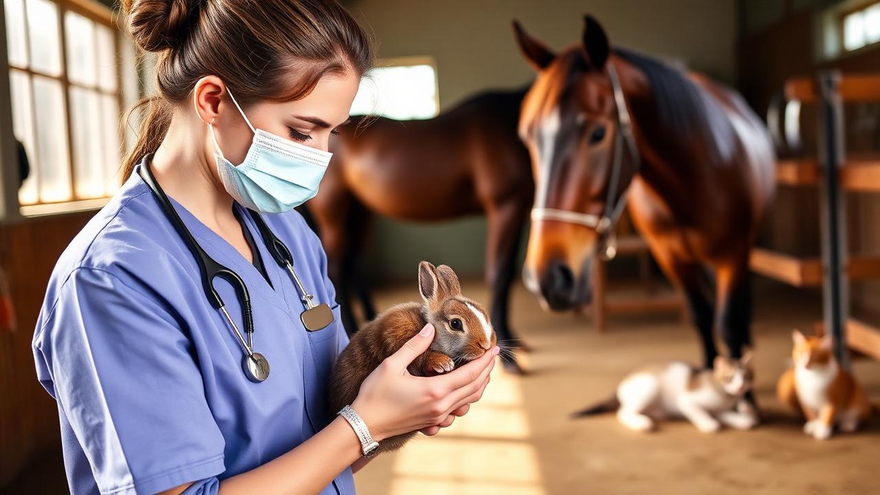 Professional animal care specialist at work