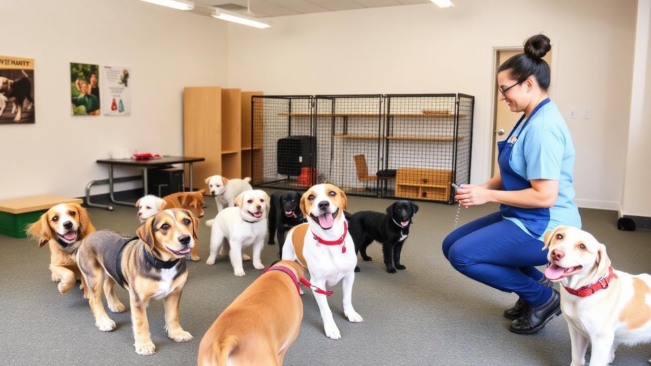 Supervised pet daycare playroom