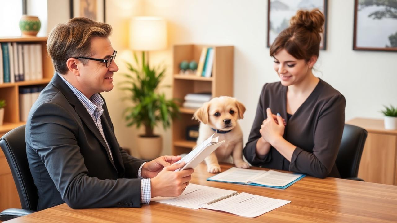 Pet insurance consultation with an owner
